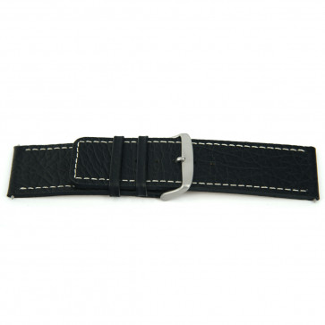 Echtes Lederarm Uhrenarmband schwarz mit weiß abgesetzter Naht 22mm EX-H79